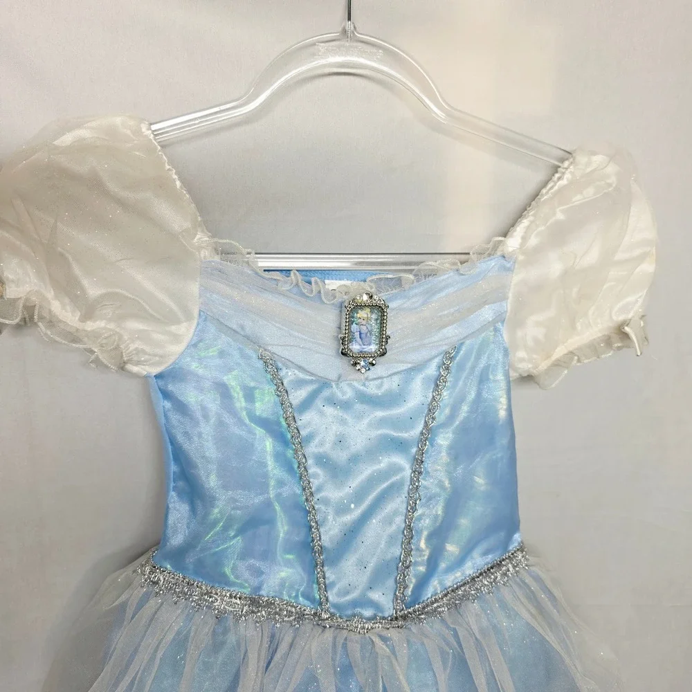 Disney Store Cinderella Costume Dress Kids 5/6 Blue Excellent Sparkly Cameo